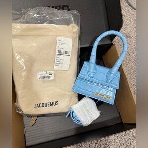 AUTHENTIC Jacquemus Le Chiquito Calfskin bag baby blue crocodile!